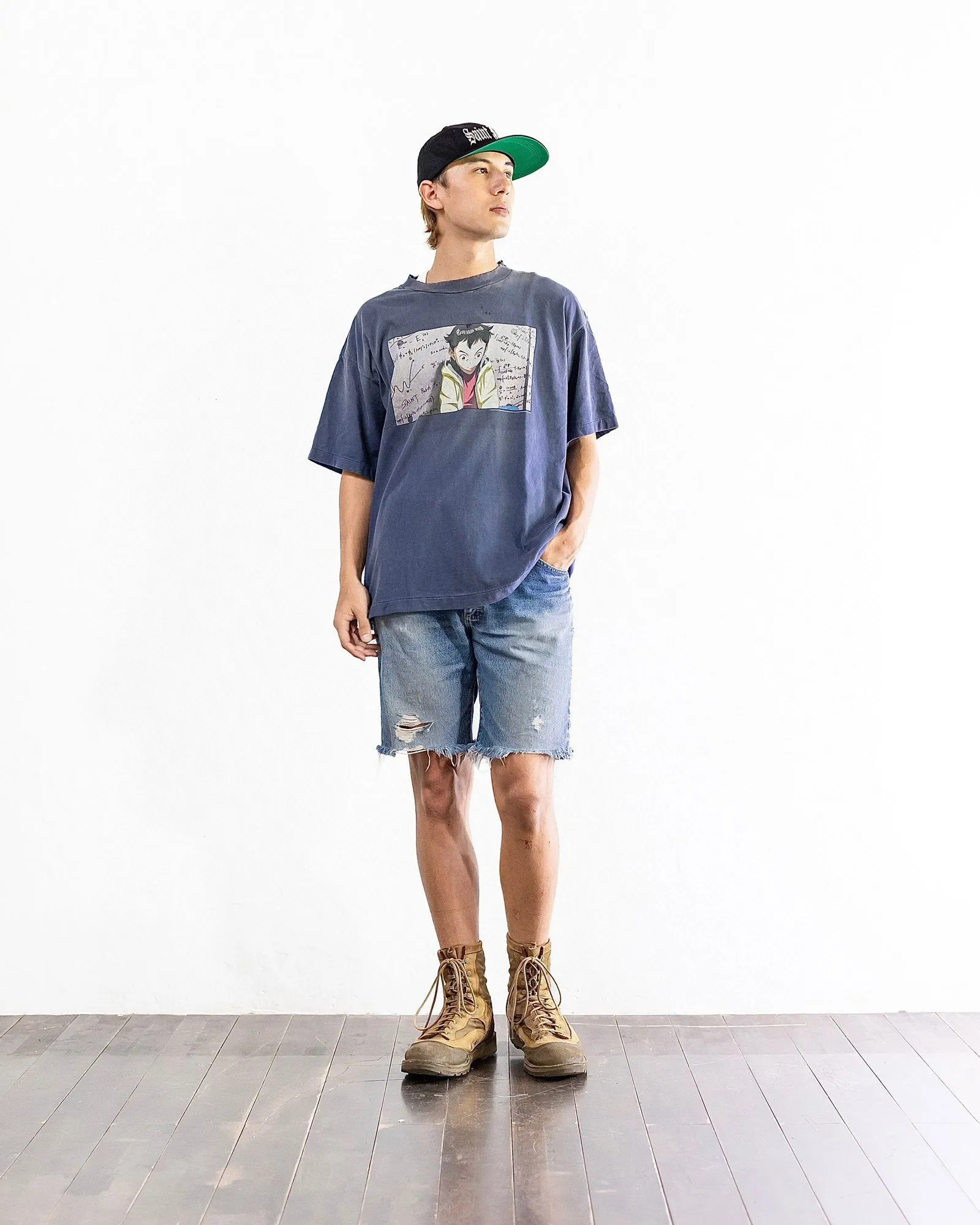 PLUTO x SAINT Mxxxxxx PLUTO SS TEE/Pluto co-branded retro tee Pluto distressed hole short sleeves Washed blue S-XL The washing and destruction process have reached the highest peak in the brand's history The real thing is quite acceptable This tee is derived from Osamu Tezuka's landmark masterpiece Customized original consistent main mark/wash mark Original consistent cylindrical OE yarn fabric